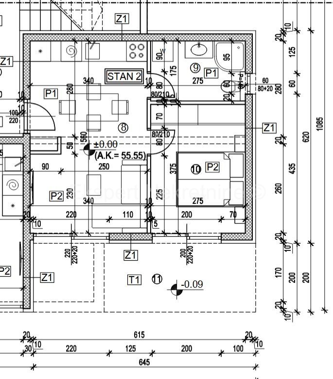 Trogir, 1-bedroom apartment 47 m2 on the ground floor + garden 52 m2, new building, parking