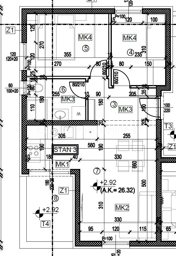 Trogir, 2-bedroom apartment 53 m2, new building, 1st floor, view,