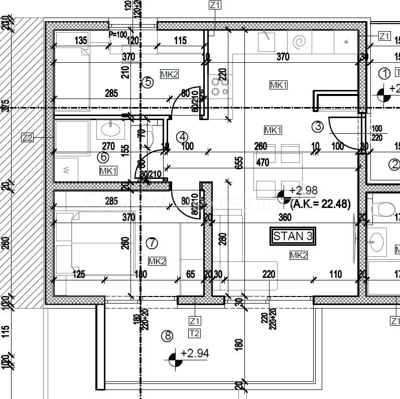 Trogir, 2-bedroom apartment 56 m2, 1st floor, new building, parking