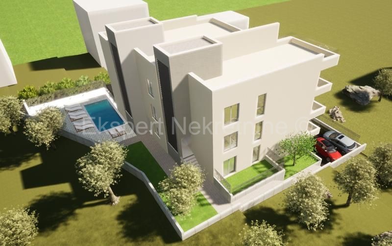 Čiovo, Okrug G., appartamento con 2 camere da letto 76 m2 + terrazza sul tetto 77 m2, piscina, vista