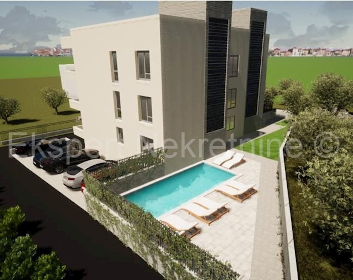 Čiovo, Okrug G., appartamento con 2 camere da letto 76 m2 + terrazza sul tetto 77 m2, piscina, vista