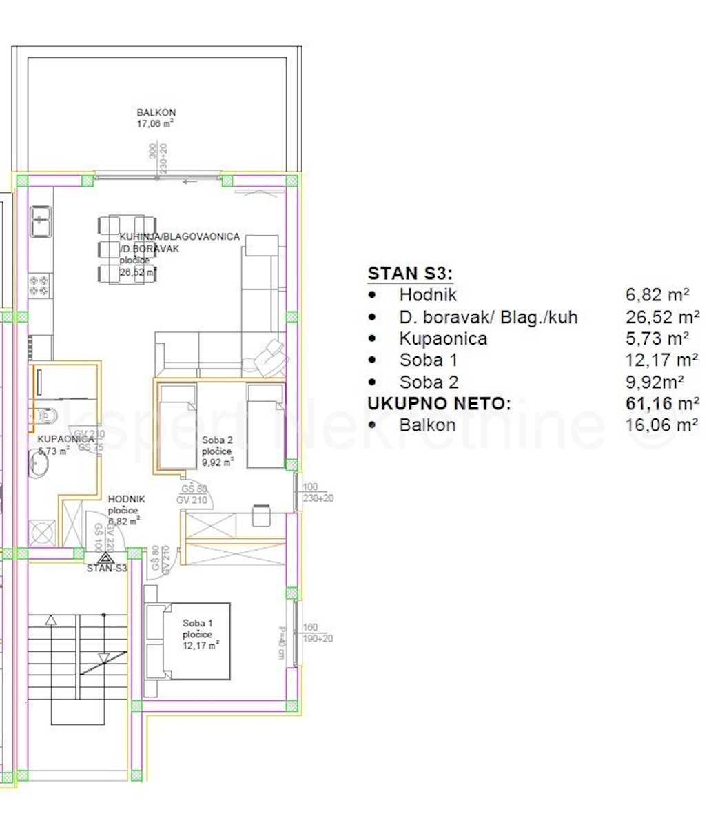 Čiovo, Okrug G., appartamento con 2 camere da letto 76 m2 + terrazza sul tetto 77 m2, piscina, vista