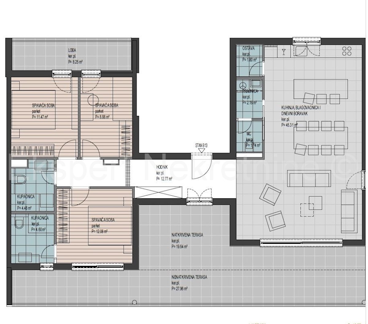 Seget Donji, attico 105 m2 + terrazzo 56 m2, nuova costruzione, vista mare