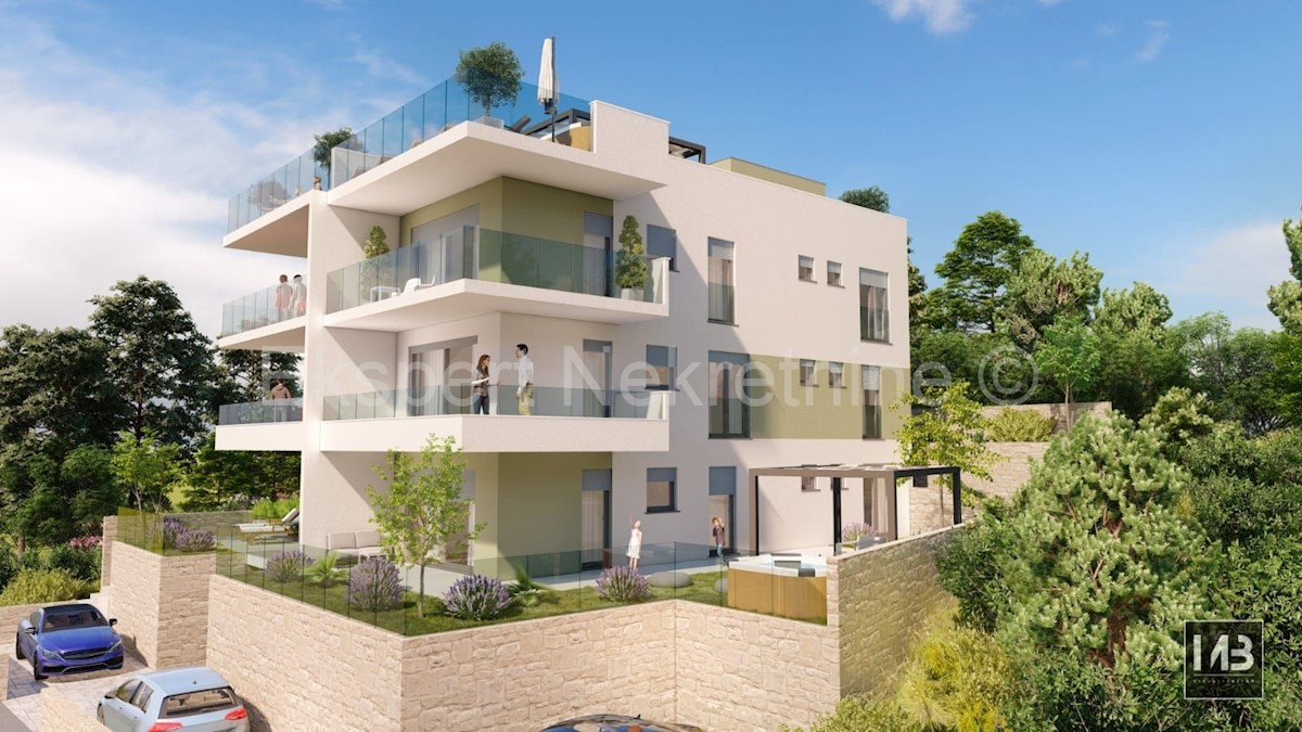 Trogir, Čiovo, attico con 2 camere da letto 72m2 + terrazza sul tetto 74m2, vista mare