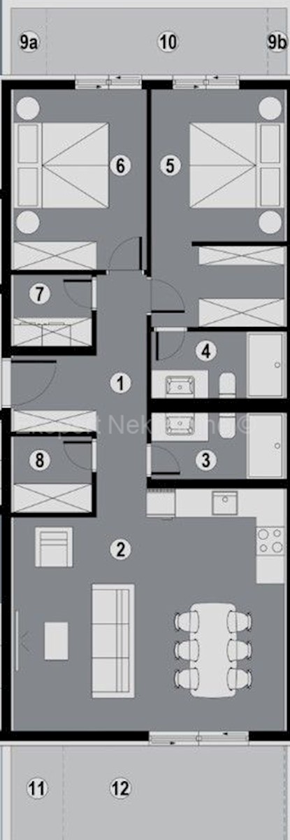 Čiovo, Okrug.G., confortevole appartamento di 2 camere da letto 94m2, garage, ripostiglio