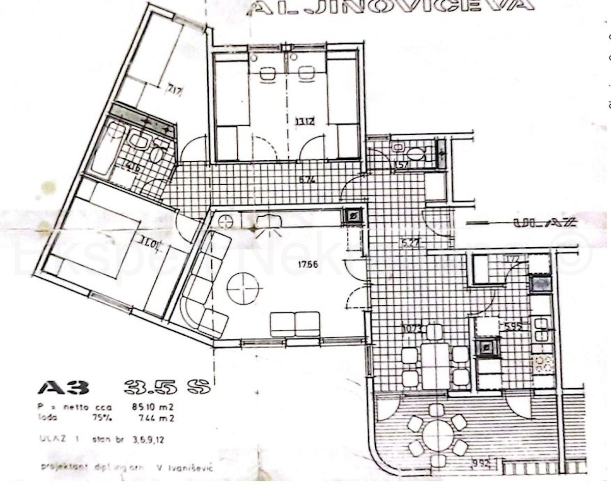 Spalato, Spinut, appartamento quadrilocale 92,65 m2 al 3° piano, posizione eccellente