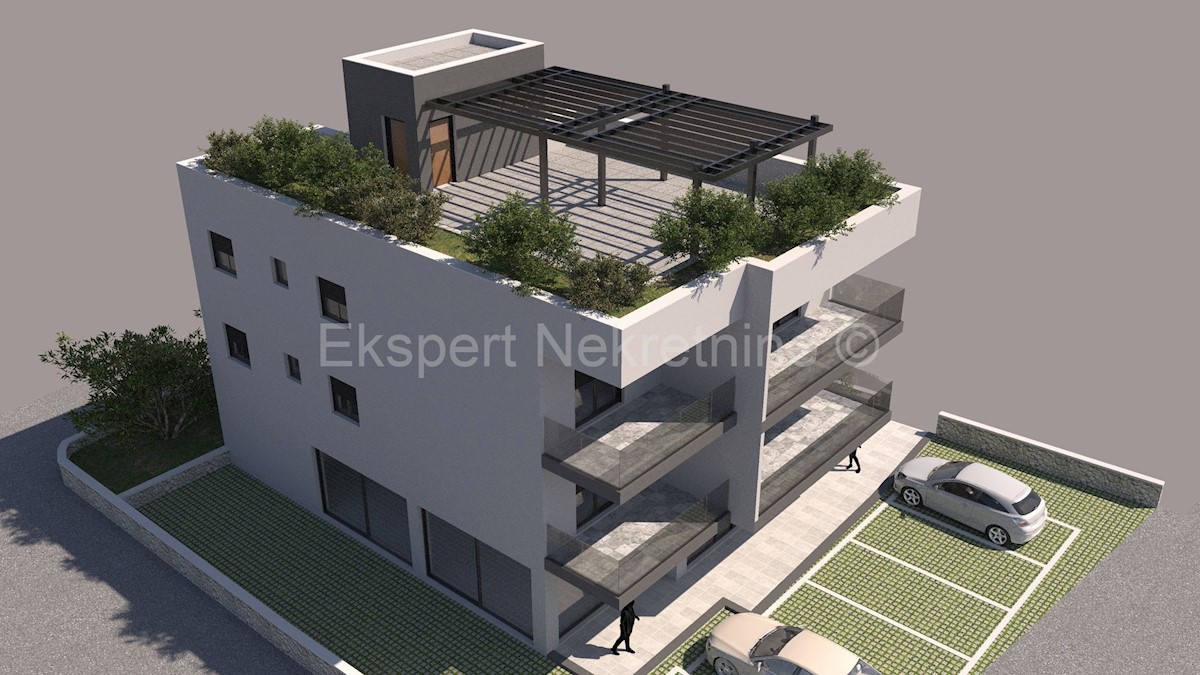 Čiovo, Okrug G., appartamento con 2 camere da letto 59,7 m2 con terrazza sul tetto 65 m2, esterno PM