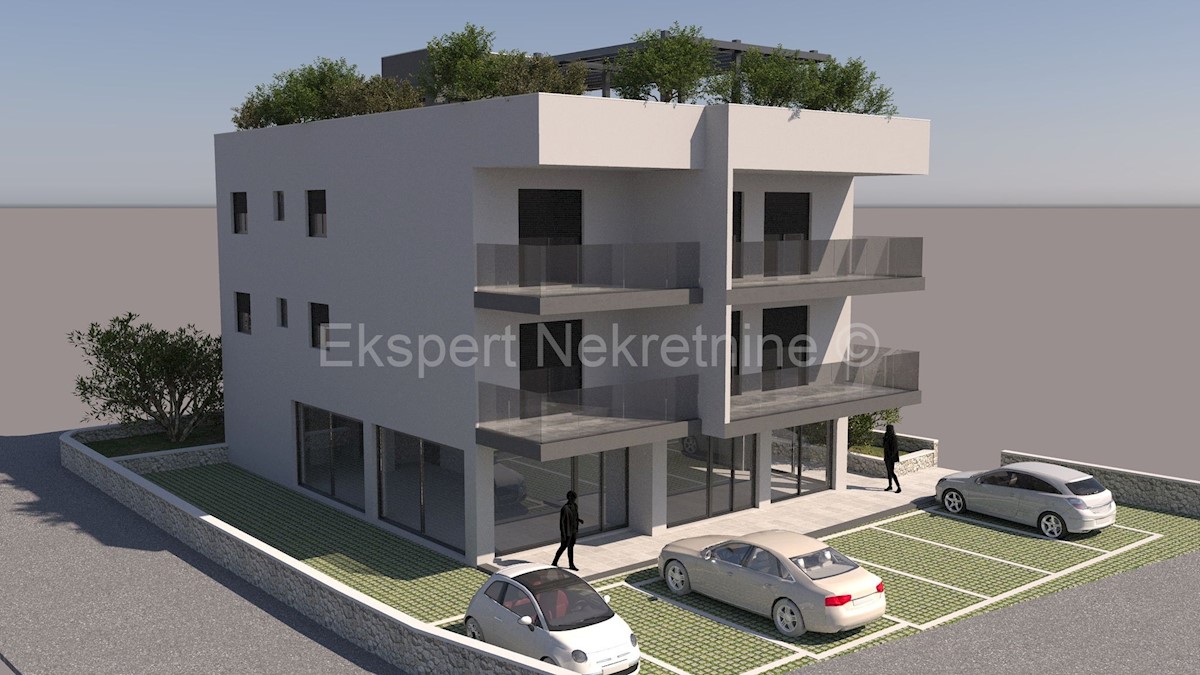 Čiovo, Okrug G., appartamento con 2 camere da letto 59,7 m2 con terrazza sul tetto 65 m2, esterno PM