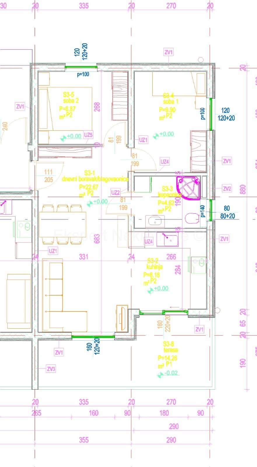 Seget D., 2-bedroom apartment 69m2 + garden 99 m2, new building, furnished, parking