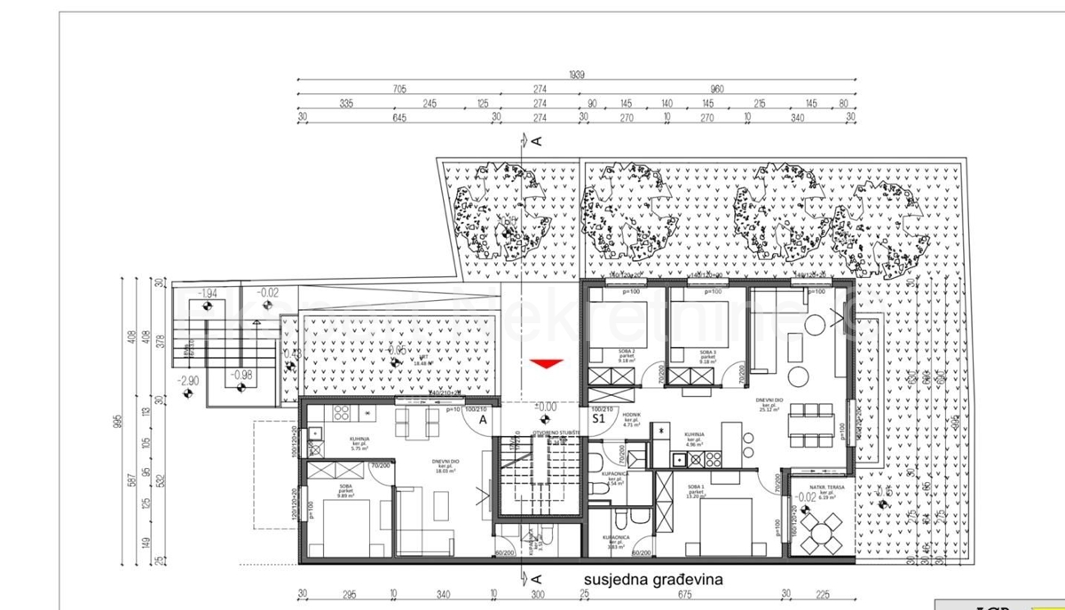 Podstrana, Strožanac, appartamento con 2 camere da letto con garage PM, ripostiglio, ottima posizione