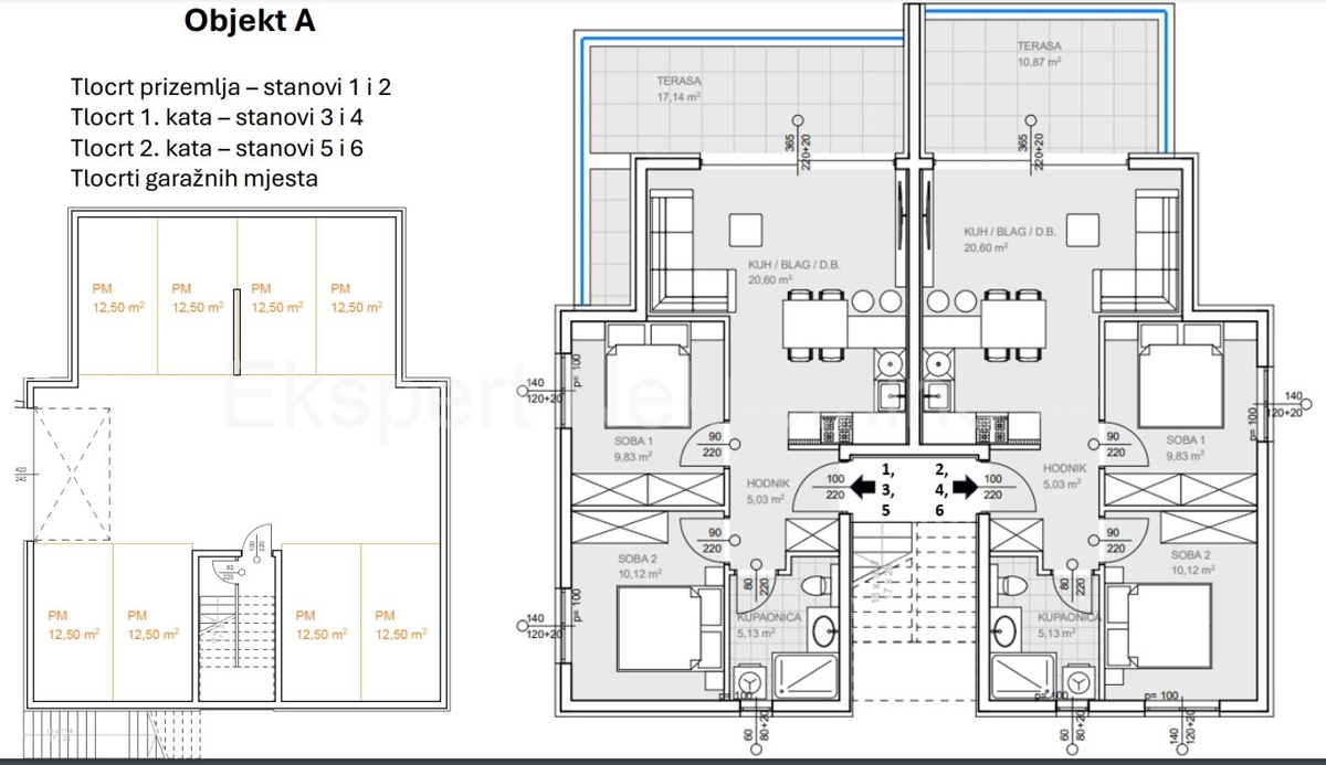 Rogoznica, Ražanj, appartamento con 2 camere da letto 70.6m2 con giardino, parcheggio, vista mare