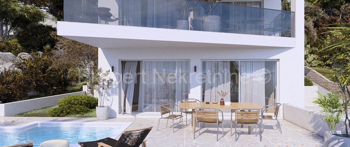 Čiovo, Okrug, 3-bedroom apartment 112 m2 + garden with swimming pool 250m2, FIRST ROW TO THE SEA