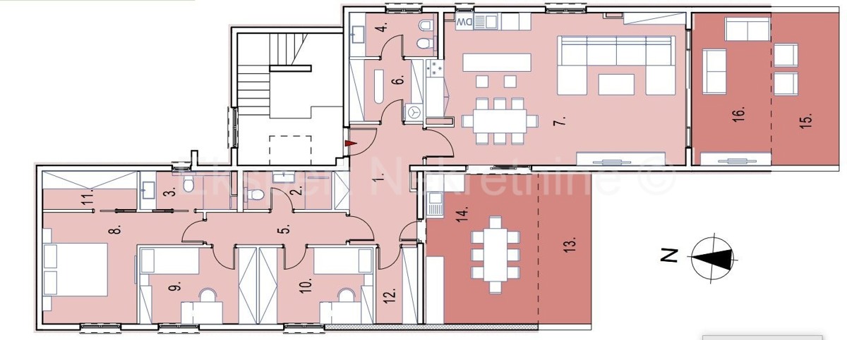 Seget D., penthouse 174 m2, new building, panoramic sea view, 2 garages