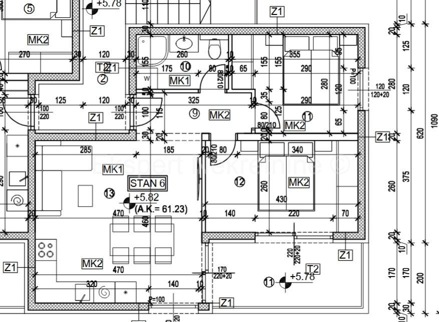 Trogir, 2-bedroom apartment 58 m2, new building, sea view,