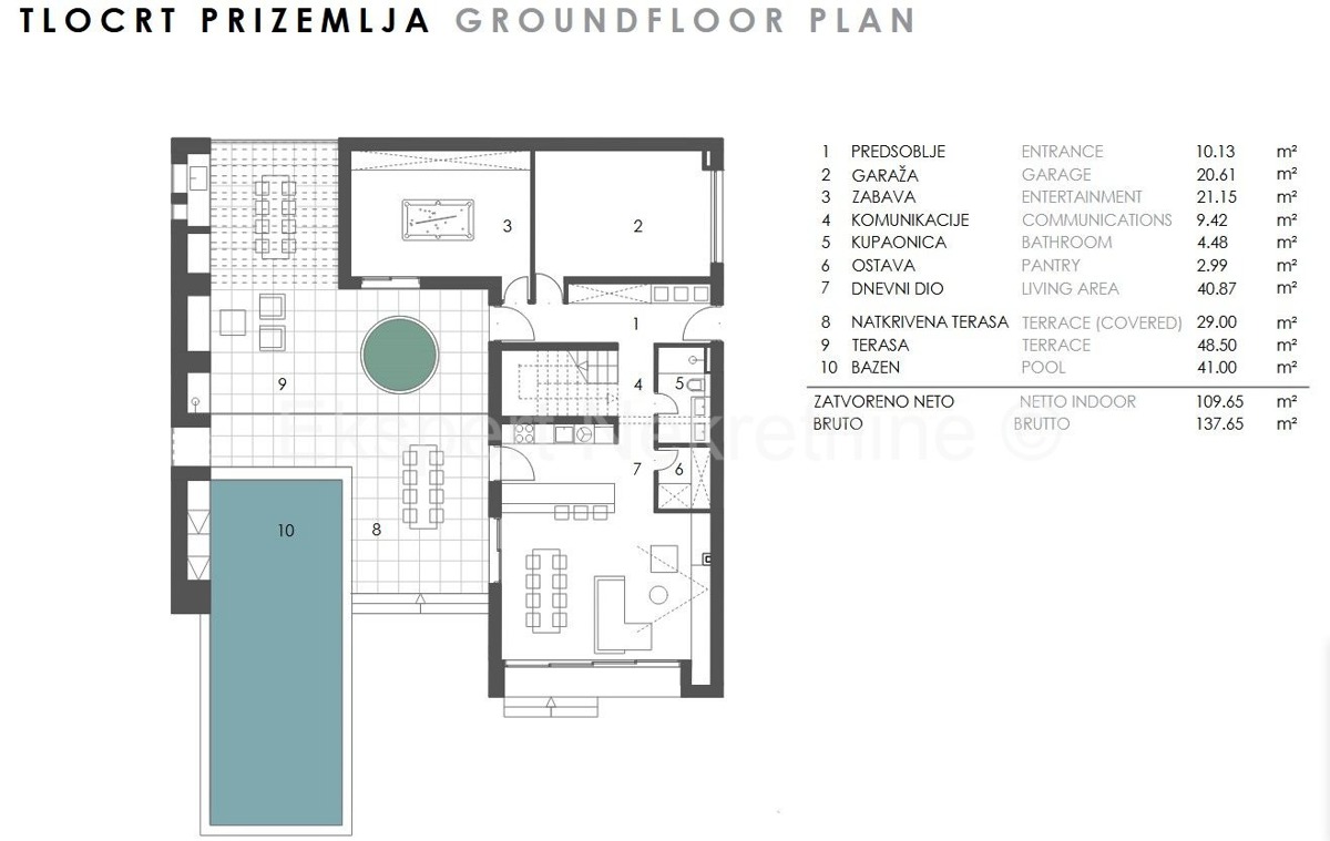 Rogoznica, luxury villa 276 m2 with swimming pool (41m2) only 120 from the sea and beach,