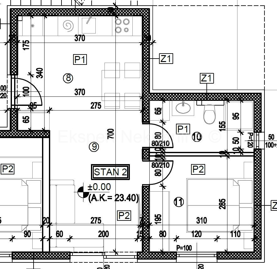 Trogir, 1-bedroom apartment 43 m2 + 43 m2 garden, new building,