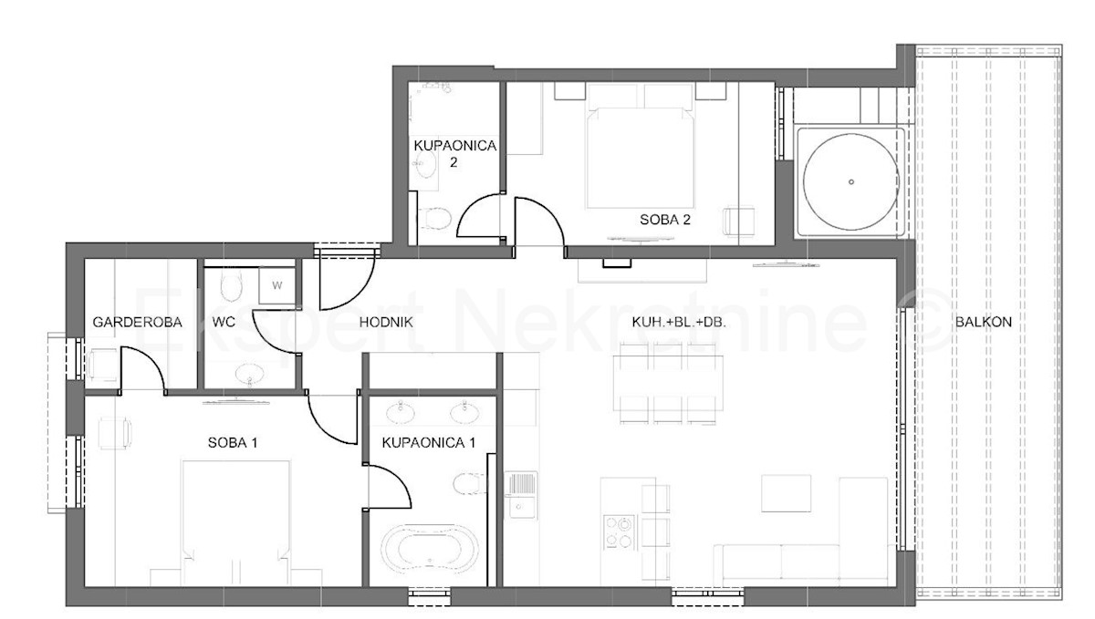 Čiovo, Slatine Appartamento di 2 locali 112m2, secondo piano, vista mare, nuova costruzione