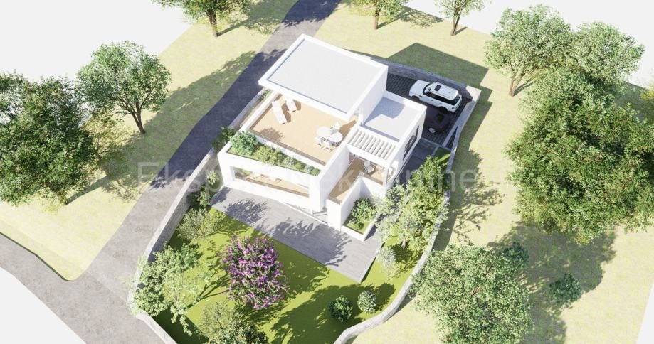 Dvornica, terreno 814m2 con permesso di costruire, 400m dal mare, vista