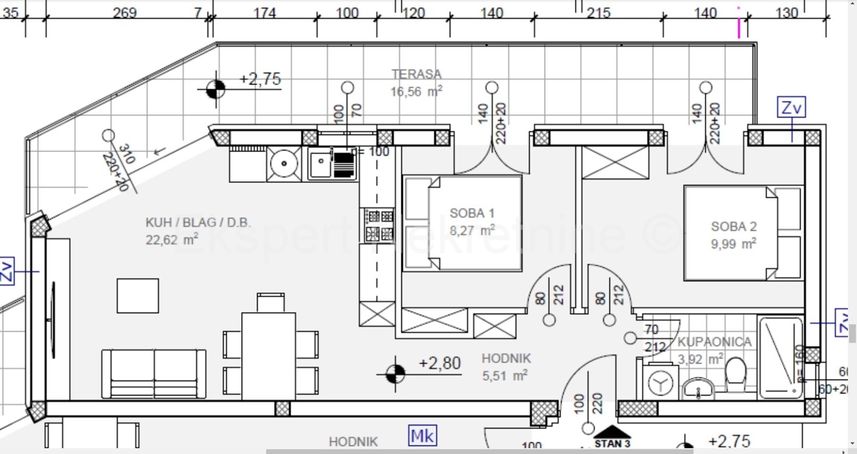 Rogoznica, Ražanj, bilocale 62 m2, vista mare, 100 m dal mare