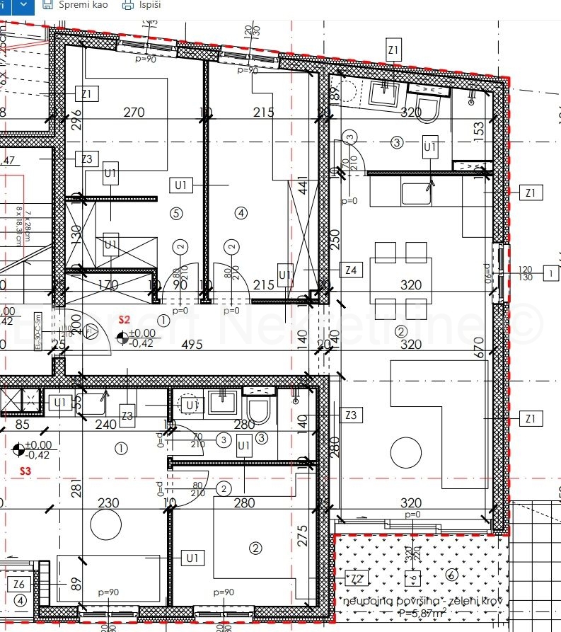 K. Lukšić, attico quadrilocale 135 m2 con terrazza sul tetto, 600 m dal mare