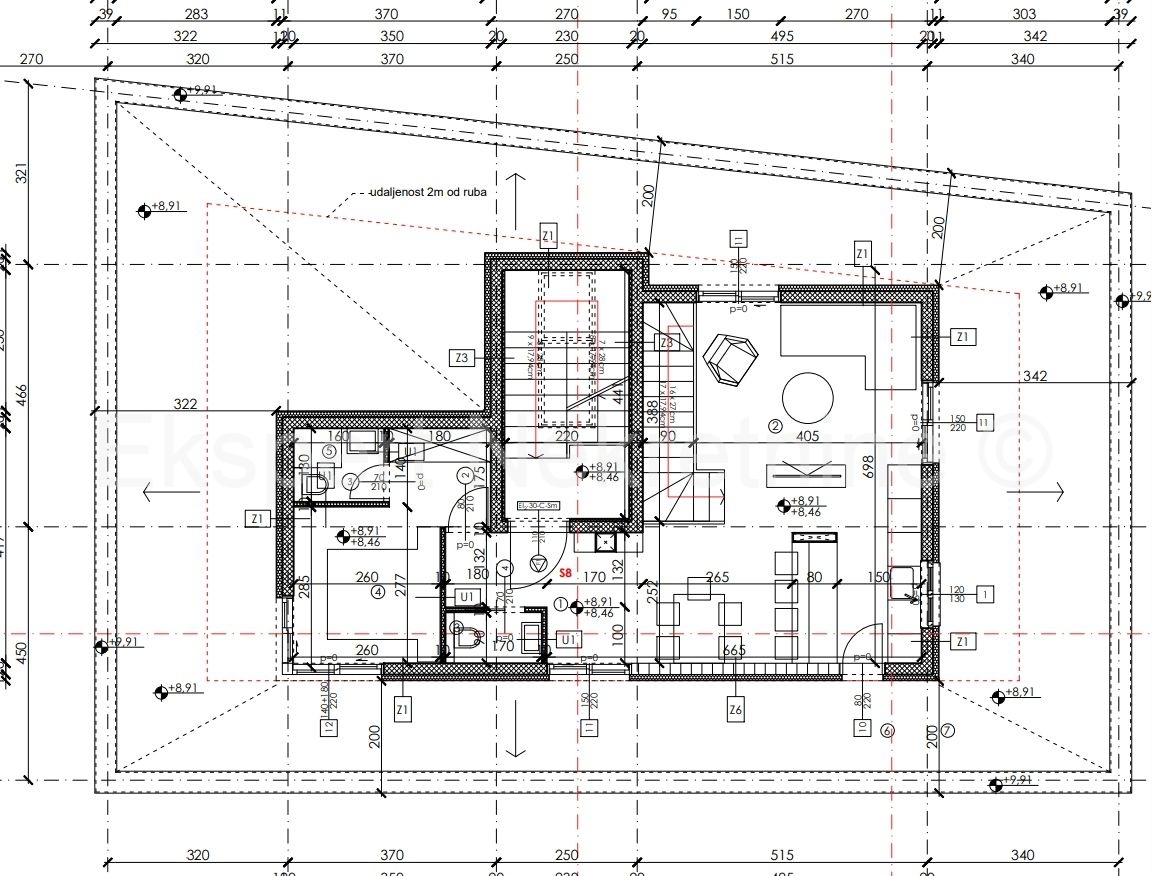 K. Lukšić, attico quadrilocale 135 m2 con terrazza sul tetto, 600 m dal mare