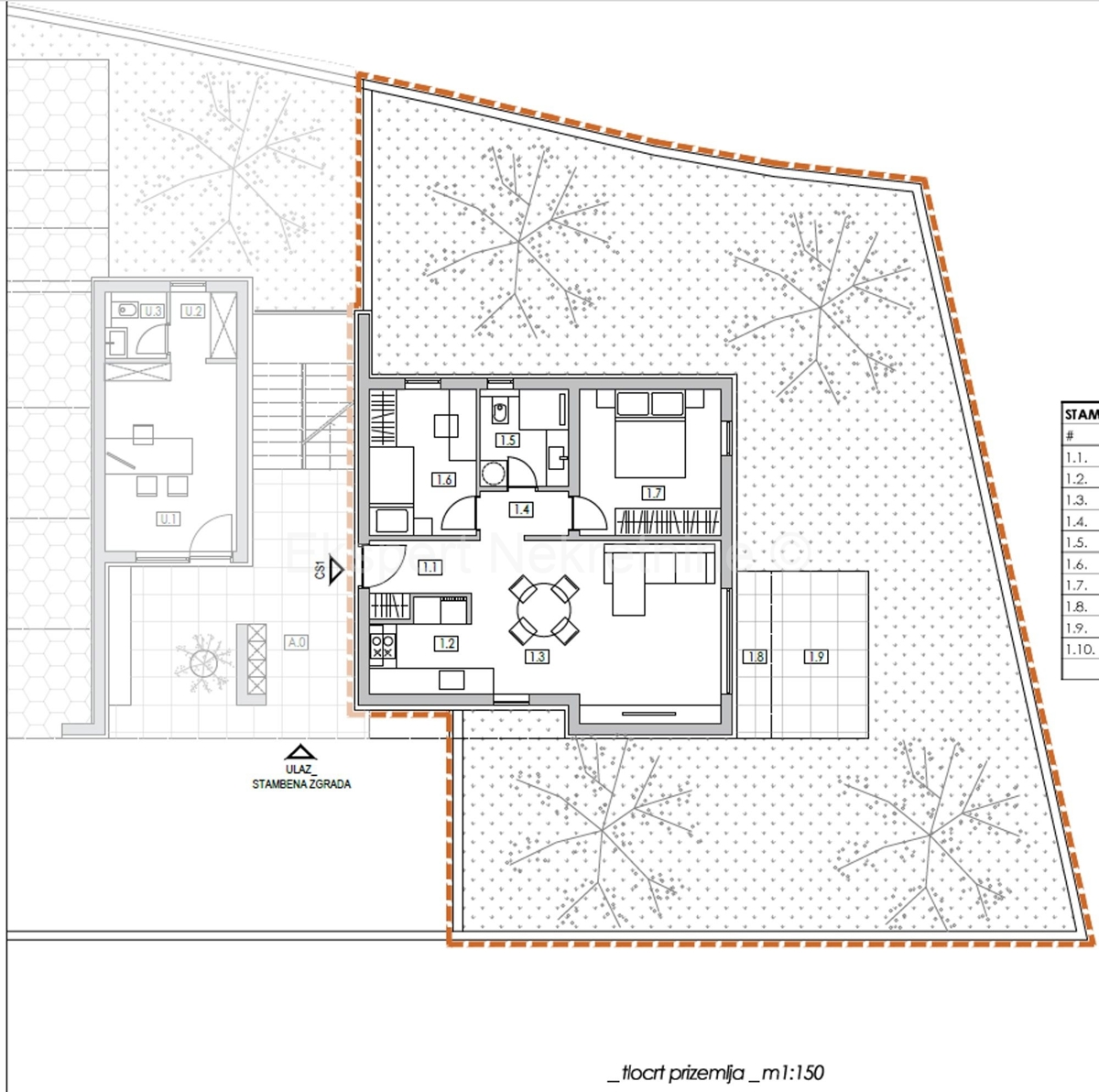 K. Kambelovac, bilocale 74 m2 con giardino, nuova costruzione, 400 m dal mare