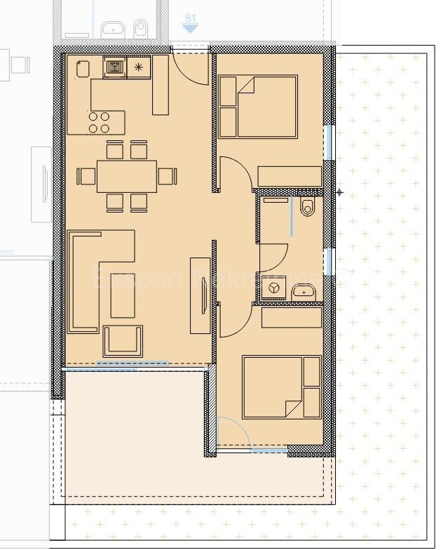 Trogir, Saldun, appartamento con 2 camere da letto 75m2 + giardino 48m2, di nuova costruzione, vista mare
