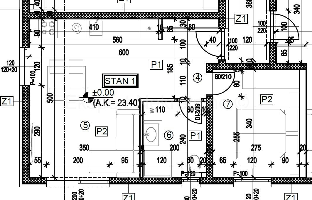 Trogir, 1-bedroom apartment 43 m2 + 43 m2 garden, new building,