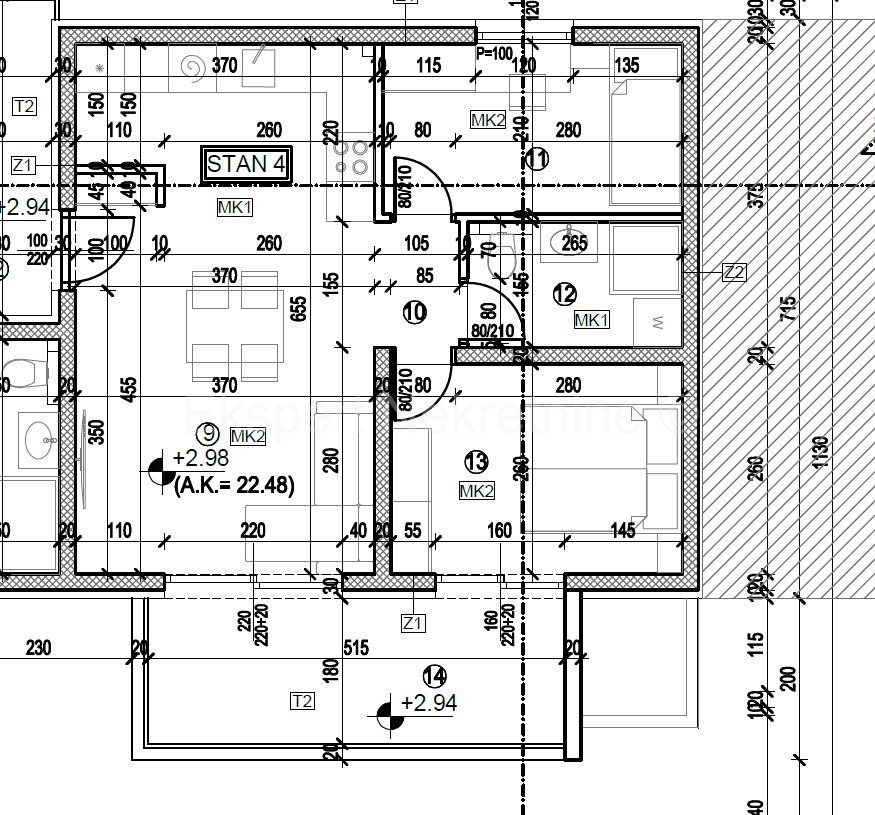 Trogir, 2-bedroom apartment 53 m2, new building, 1st floor, view,