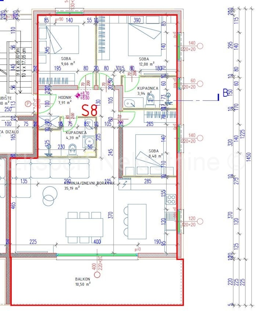 Čiovo, Okrug Gornji, bilocale 73 m2 + terrazza sul tetto 74 m2, nuova costruzione