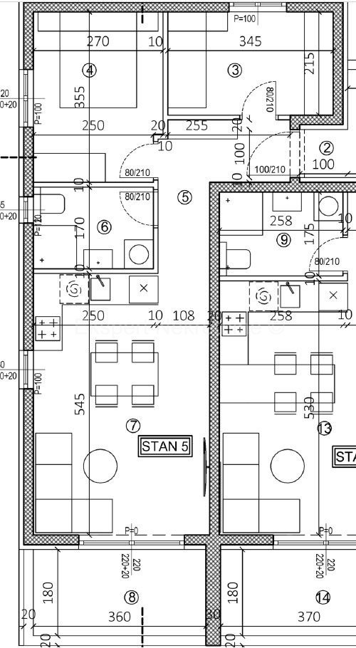 Trogir, 2-bedroom apartment 53 m2, new building, 2nd floor, sea view