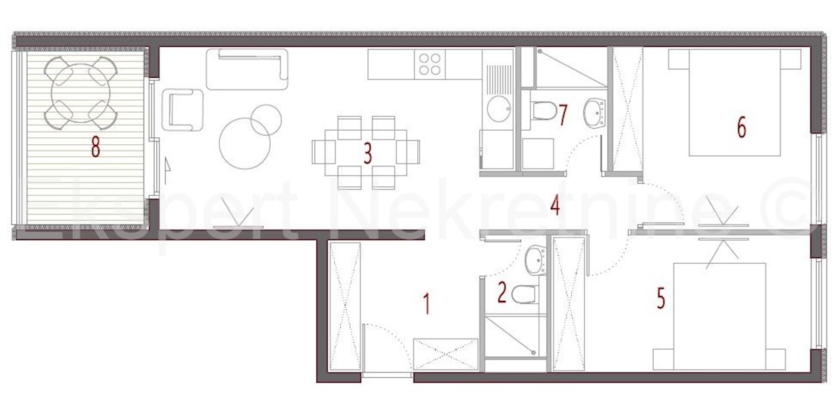 Seget Donji, appartamento di 2 locali 76 m2 in una nuova costruzione, a 230 m dalla spiaggia, garage