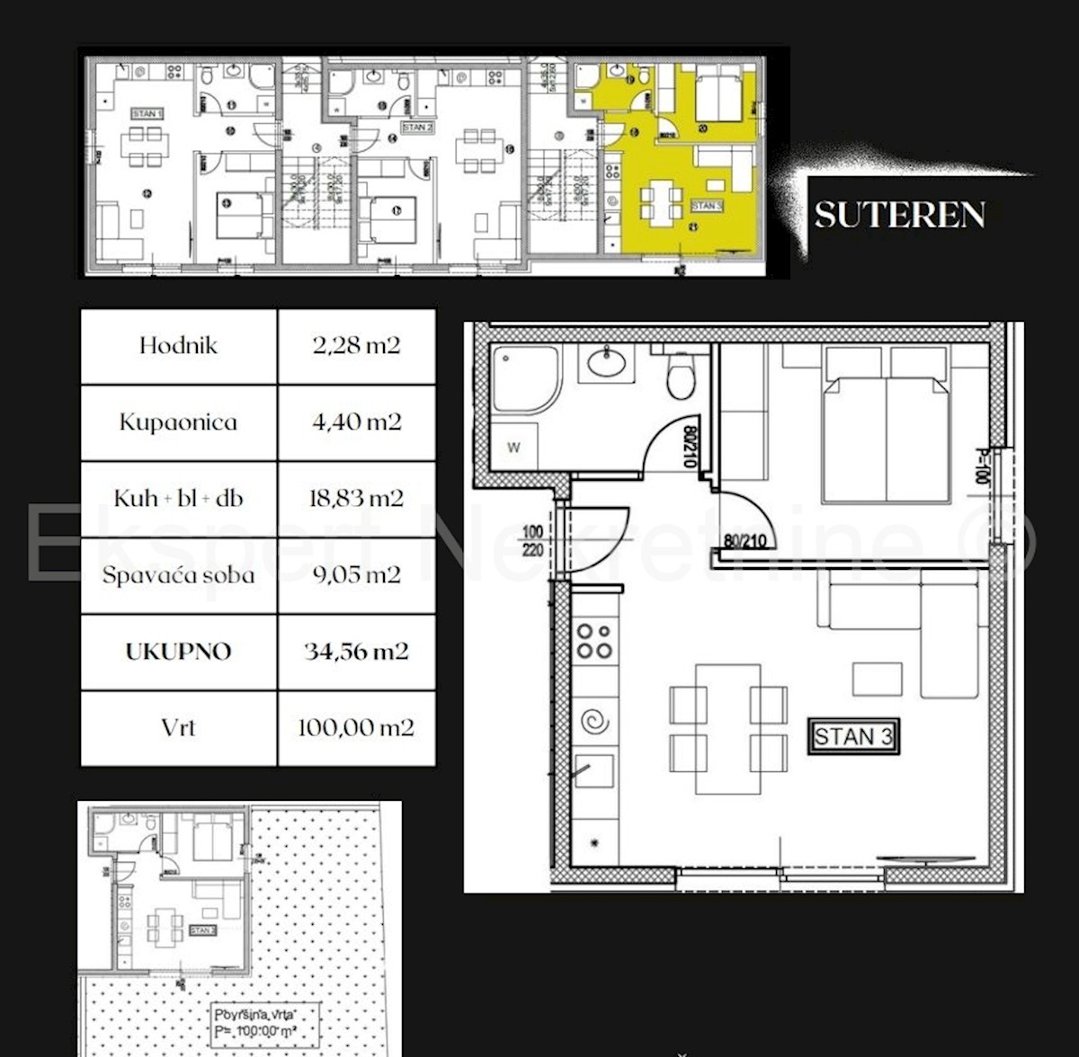 Čiovo, Okrug.G., appartamento con una camera da letto 34.56m2 con giardino 100m2 con parcheggio