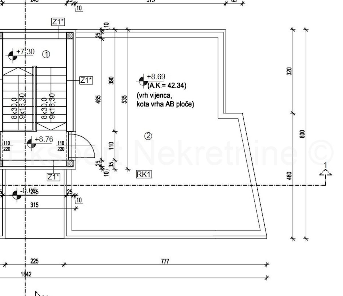 Čiovo, Okrug Gornji, appartamento con 1 camera da letto 45 m2 + terrazza sul tetto 46 m2, Novogr.