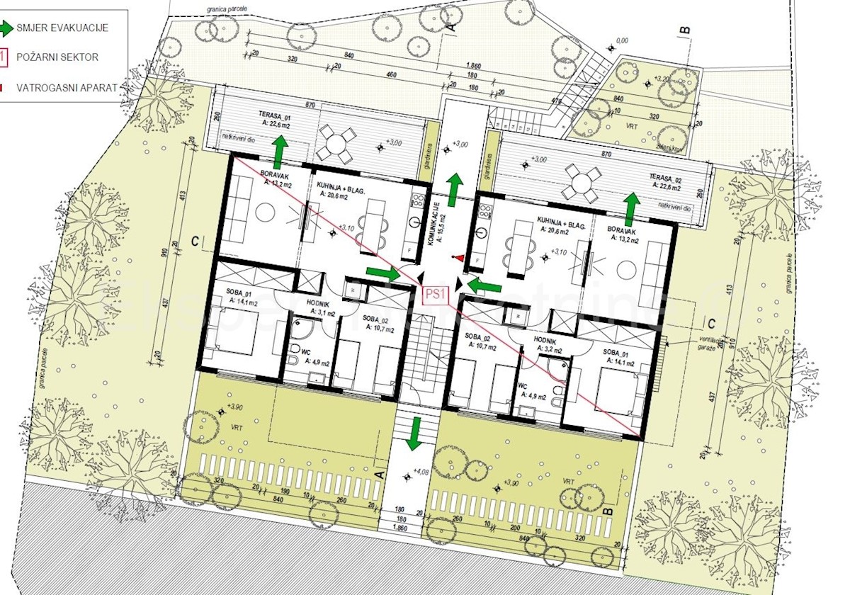 Marina, terreno edificabile 1261m2 con costruzione. con permesso, a 190 metri dal mare