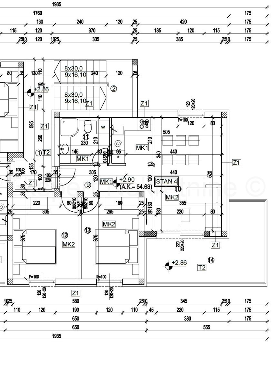 Trogir, appartamento di 2 locali 67 m2, nuova costruzione, ampia loggia, 2 posti auto