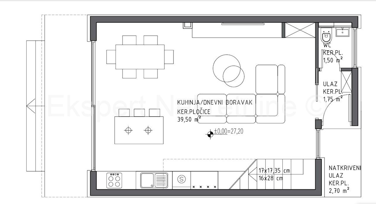 Trogir, appartamento di 4 locali su tre piani, 137 m2, nella natura di una casa a schiera, nuova costruzione