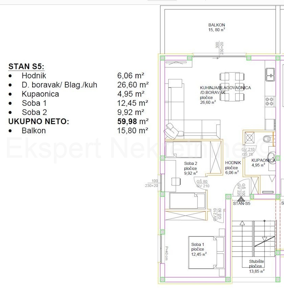 Čiovo, Okrug G., appartamento con 2 camere da letto 76 m2 + terrazza sul tetto 139 m2, piscina, vista