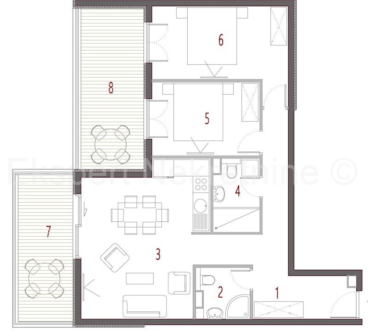 Seget Donji, appartamento trilocale 89 m2 in una nuova costruzione, a 230 m dalla spiaggia, garage