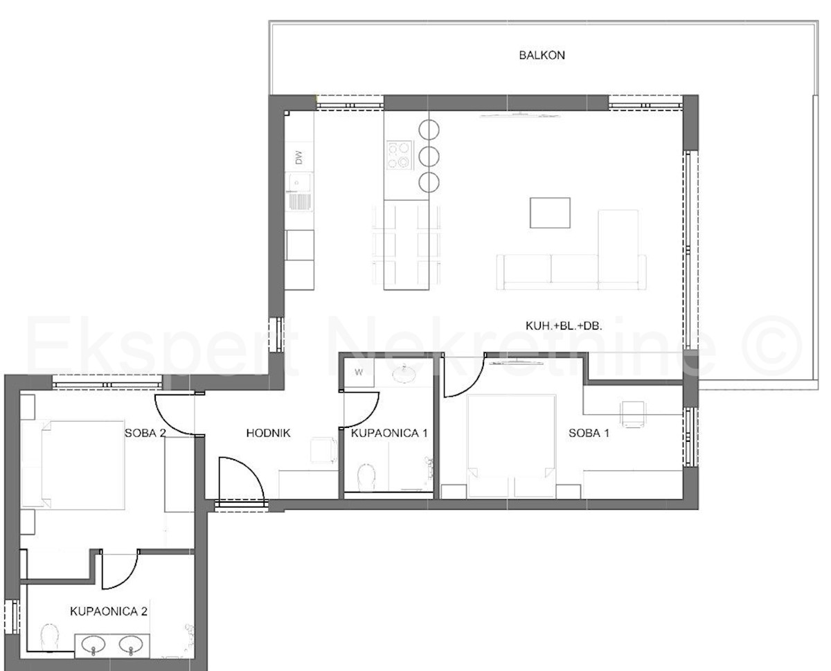 Čiovo, Slatine, appartamento di 2 camere da letto, 111m2, primo piano, vista mare, nuova costruzione