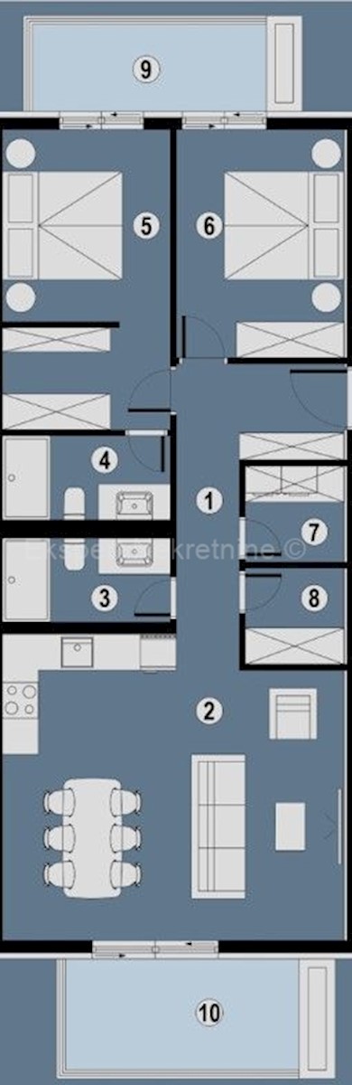 Čiovo, Okrug.G., appartamento di 2 locali 90m2, piano terra, vista mare, nuova costruzione