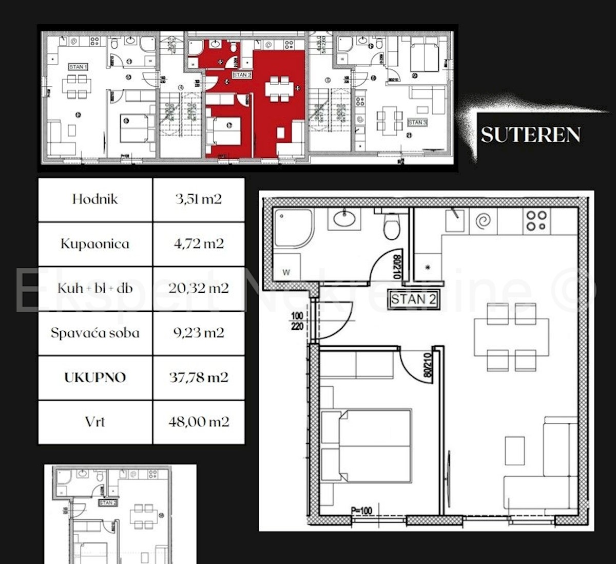 Čiovo, Okrug.G., appartamento con una camera da letto 37.78m2 con giardino 48m2 con parcheggio