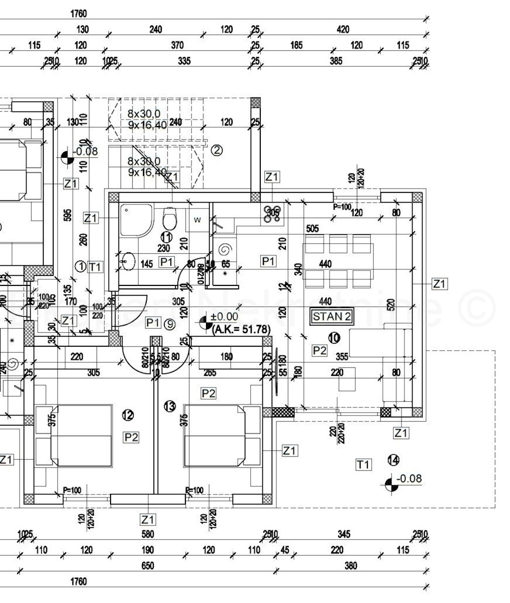 Trogir, appartamento con 2 camere da letto 69 m2 + giardino 45 m2, di nuova costruzione, 3 posti auto