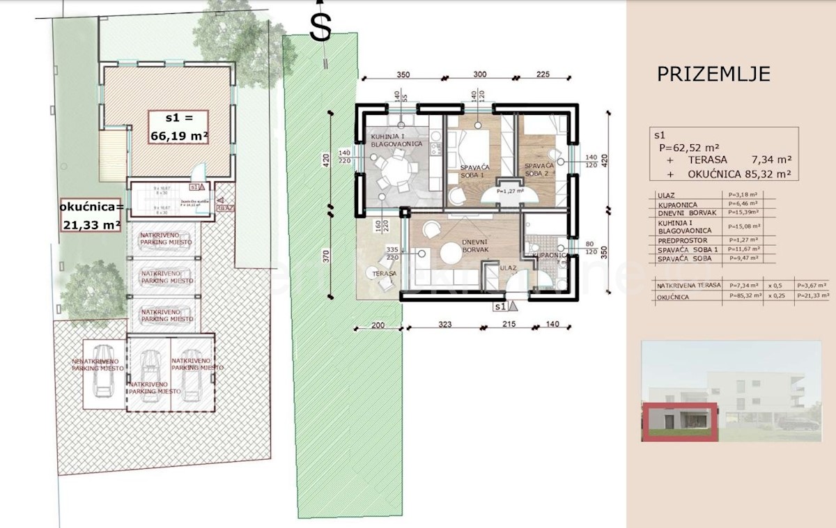 K. Stari, bilocale 66 mq con giardino 85 mq, distanza dal mare 400 m