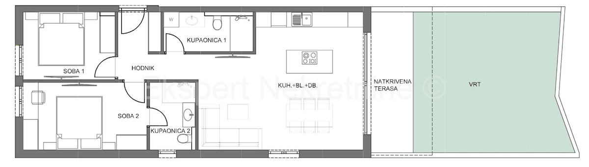 Čiovo, Slatine Appartamento di 2 locali 90m2 al piano terra con giardino, nuova costruzione