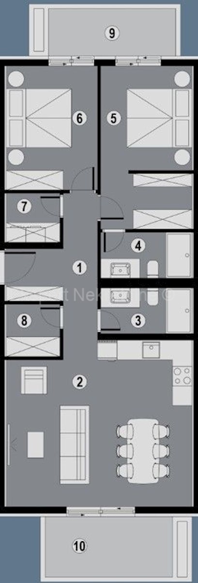 Čiovo, Okrug.G., appartamento di 2 locali 90m2, piano terra, vista mare, nuova costruzione