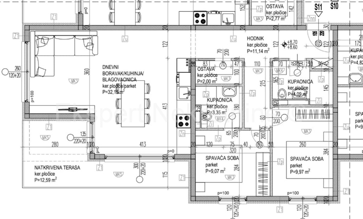 Čiovo, Okrug.G., lattico 85m2+89m2 terrazza sul tetto, vista mare, ascensore