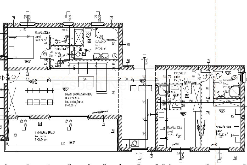 Seget Vranjica, appartamento di 3 locali 129 m2 con vista mare, di nuova costruzione
