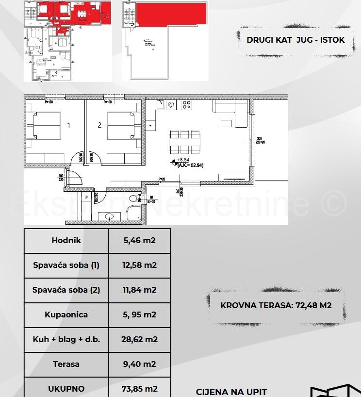 Ciovo, Okrug, penthouse 92 m2. panoramic sea view, new building