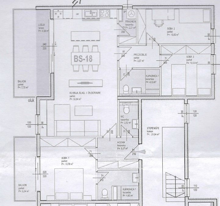 Seget D., penthouse 108 m2, new building, elevator, sea view